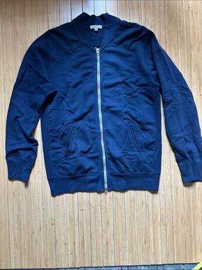 Gustin Navy Zip-Front Men's Sweater Large